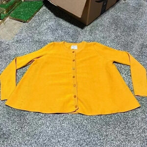 Compania Fantastica Women Yellow Cardigan Sweater Size Small